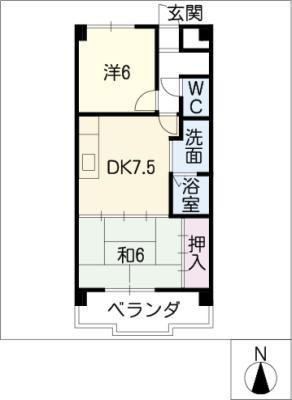グランメゾン金城(2DK/9階)の間取り写真