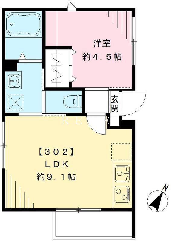 ルーム南麻布(1LDK/3階)の間取り写真