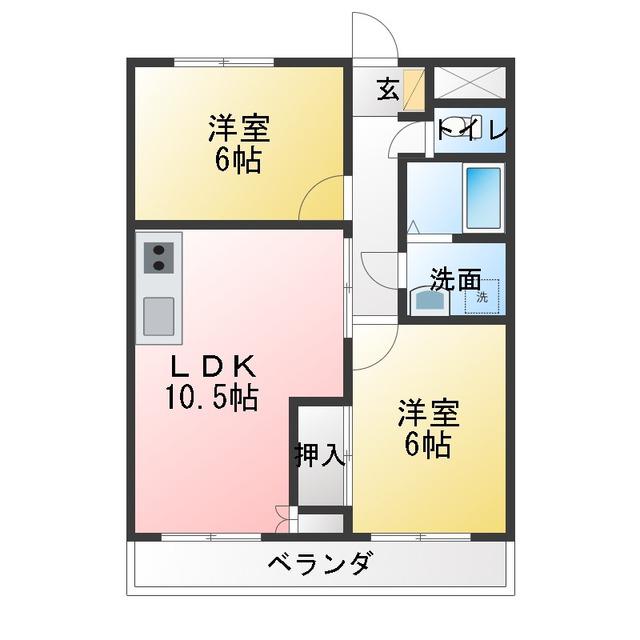 永代マンション(2LDK/2階)の間取り写真