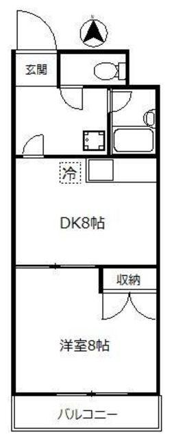 パークサイドマンション松ヶ丘(1LDK/2階)の間取り写真