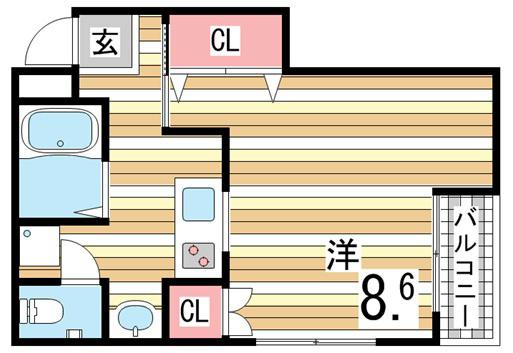 コート向森(1K/1階)の間取り写真