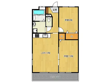 サニーヒルアネックス(2LDK/1階)の間取り写真