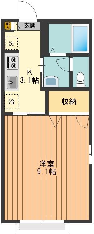 ソレーユA(1K/1階)の間取り写真