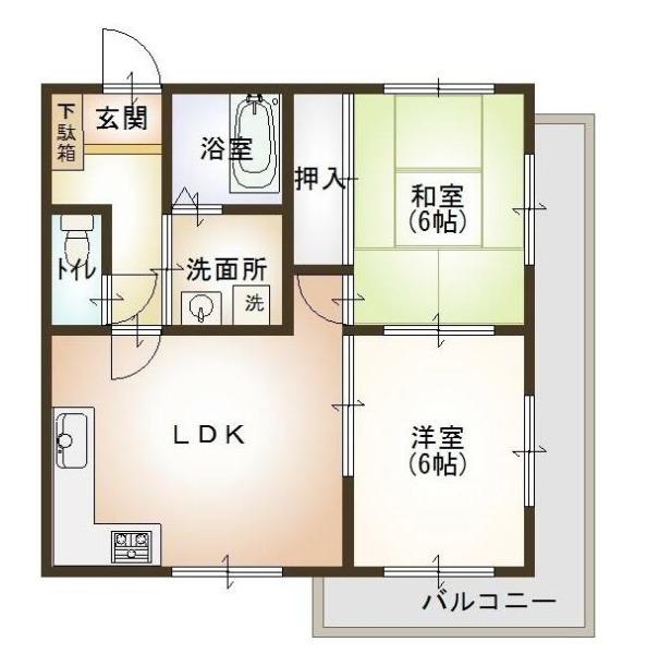 グリーンアベニュービーアンドビー(2LDK/1階)の間取り写真