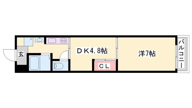 宮西パレス 壱号館(1DK/2階)の間取り写真