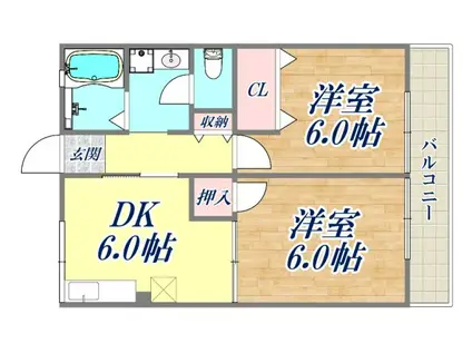 セナ伊丹1(2DK/2階)の間取り写真