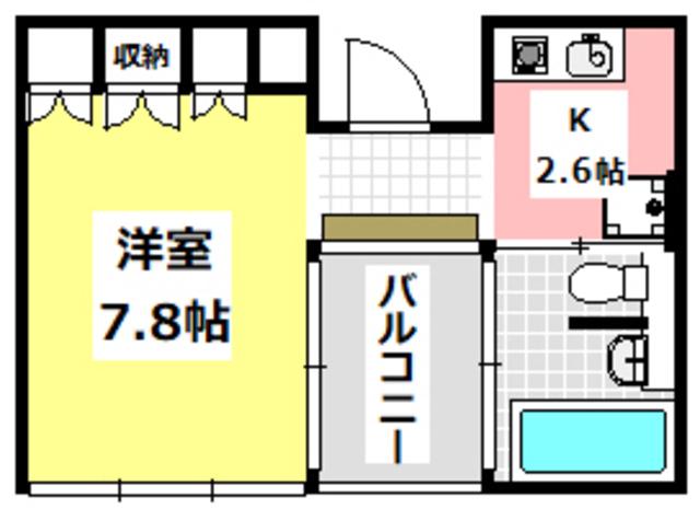 主原E-SITE(1K/2階)の間取り写真