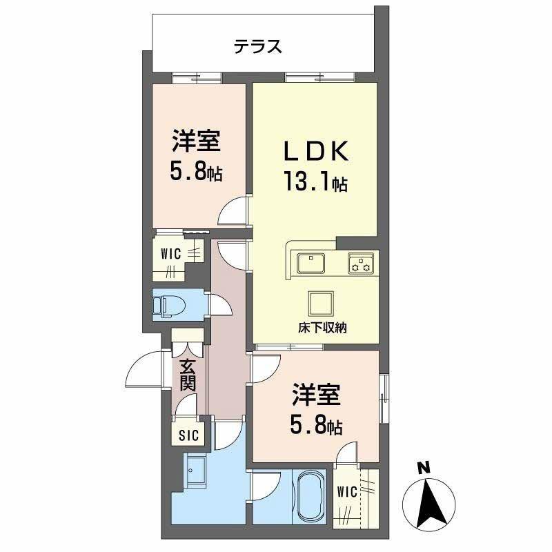 シャーメゾン東雲(2LDK/1階)の間取り写真