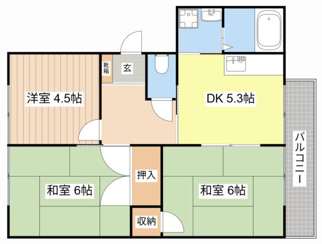 メゾンシャロームI(3DK/2階)の間取り写真