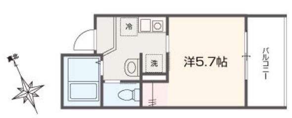 メルラス相模原(1K/3階)の間取り写真