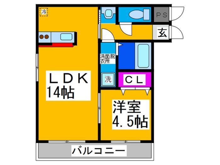 TOHOビルA棟(1LDK/2階)の間取り写真