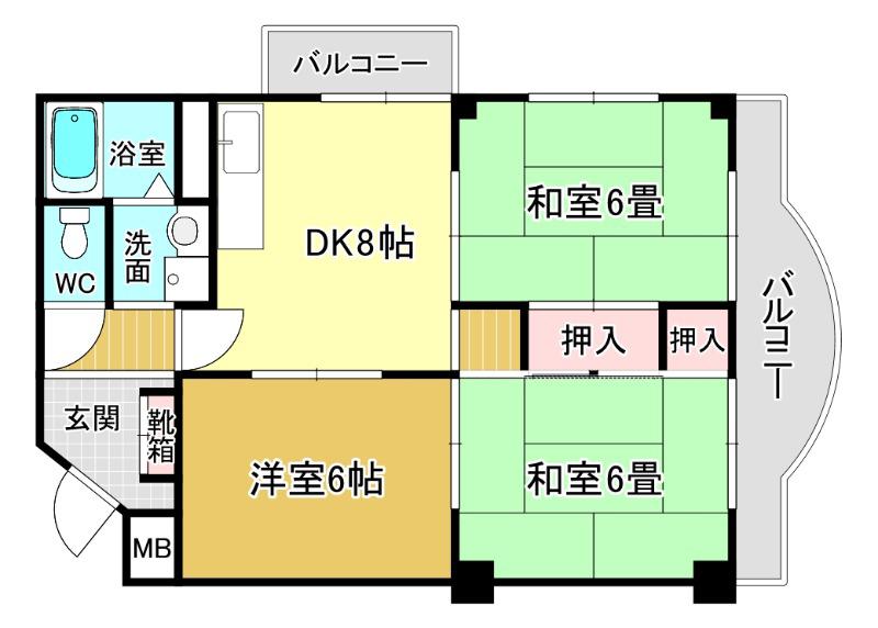 フェニックス箕面(3DK/3階)の間取り写真