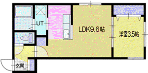アプリーレ千歳(1LDK/4階)の間取り写真