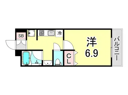 アプリーレ西宮武庫川(1K/3階)の間取り写真