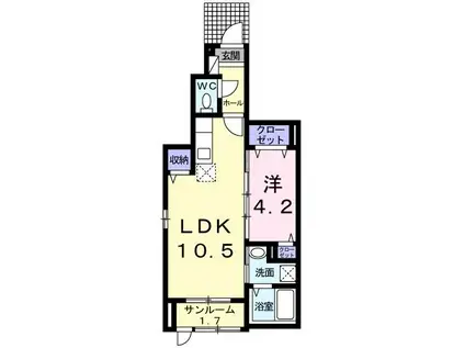 ダイヤモンドムーン(1LDK/1階)の間取り写真