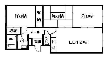 ハイエスト近文(3LDK/3階)の間取り写真