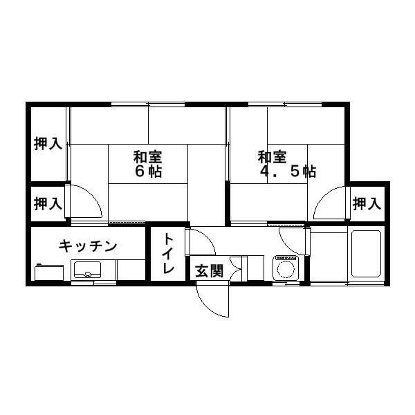 モリロクコテジ(2K/1階)の間取り写真