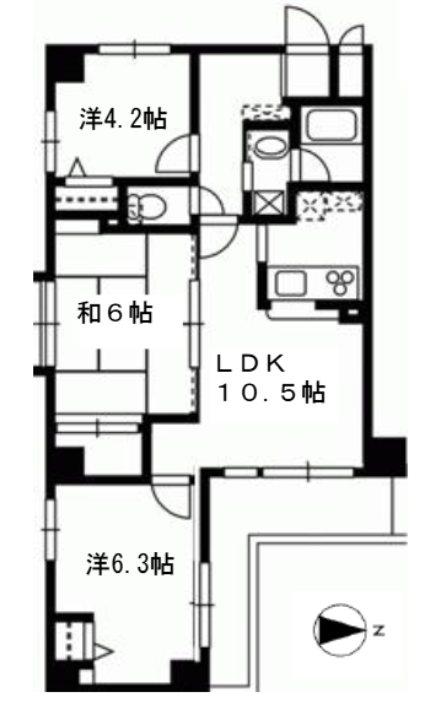 デ・リード四条大宮(3LDK/3階)の間取り写真