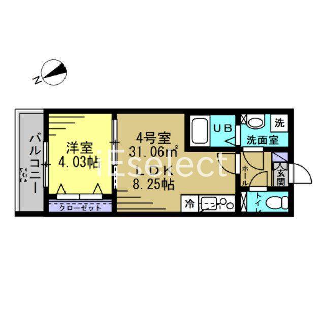 エクウス(1LDK/3階)の間取り写真