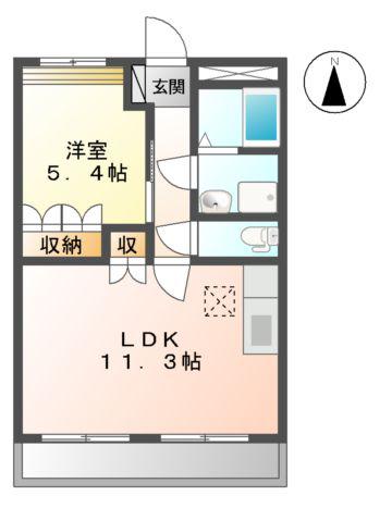 プロヴァンス(1LDK/1階)の間取り写真