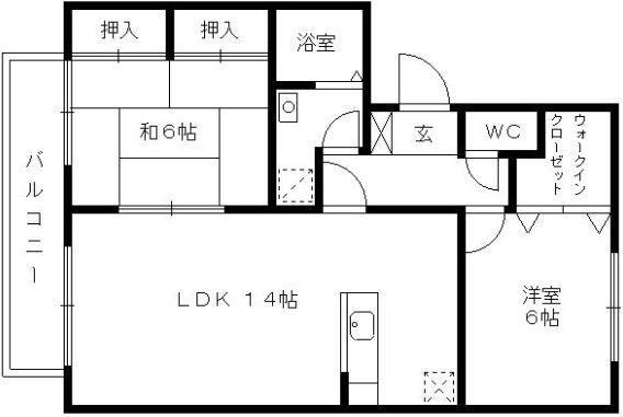 パークウエスト(2LDK/2階)の間取り写真