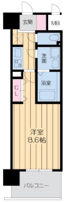 ドゥーエ森ノ宮(1K/6階)の間取り写真
