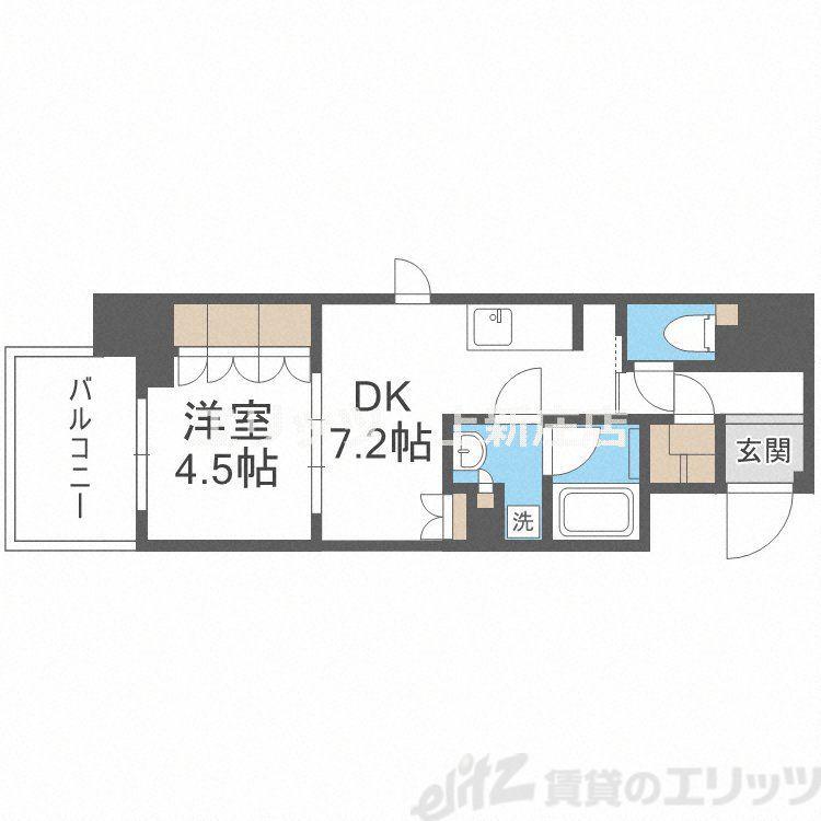 ザ・パークハビオ堂島(1DK/15階)の間取り写真