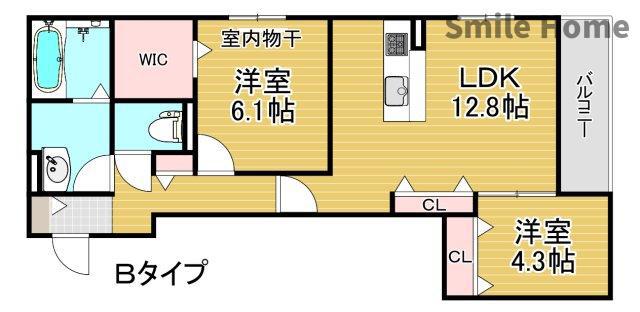 D-ROOM SUMIE イースト(2LDK/3階)の間取り写真