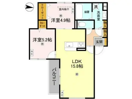 D-ROOM SUMIE イースト(2LDK/3階)の間取り写真