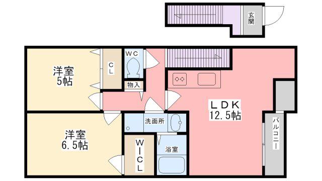 バルテュス広畑(2LDK/2階)の間取り写真