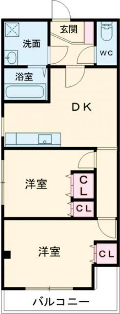アベニュー藤井寺(2DK/4階)の間取り写真