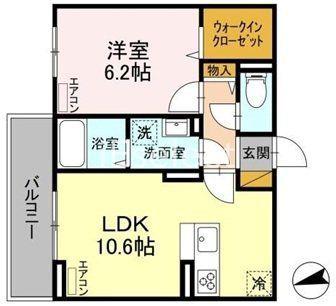 D-ROOM弁天3丁目 B(1LDK/1階)の間取り写真