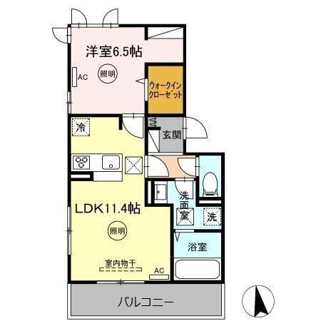 ボヌールK(1LDK/1階)の間取り写真