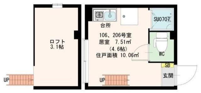 STAGE中野II (ワンルーム/2階)の間取り写真