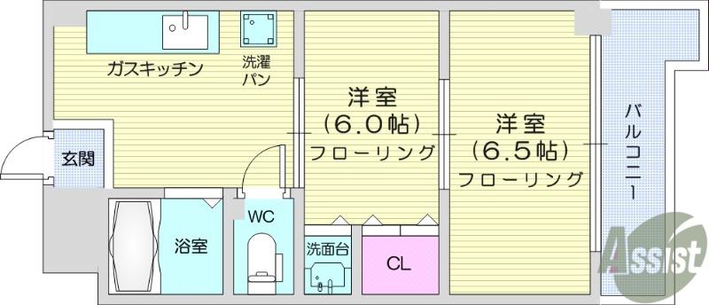 シエロ北四番丁(2K/3階)の間取り写真