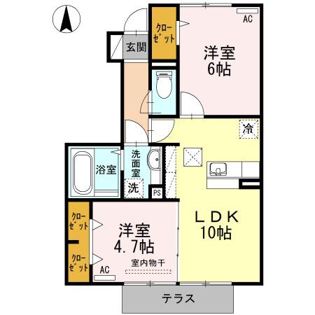 アール・アイ武雄II(2LDK/1階)の間取り写真