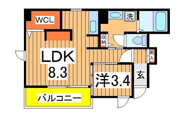 キュート&コージーⅠ(1LDK/1階)の間取り写真