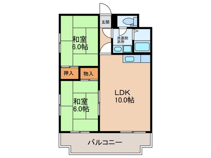 パークスクエア長居(2LDK/3階)の間取り写真