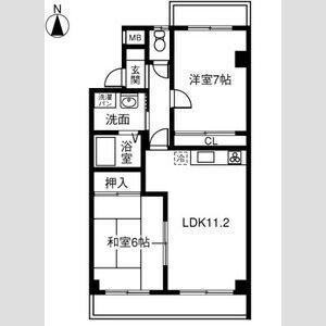 神ノ木ハイツ(2LDK/1階)の間取り写真