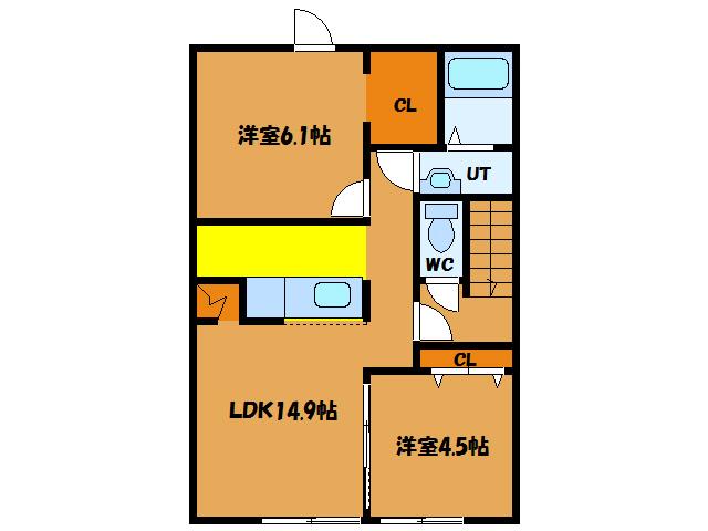 ロイヤル七重浜(2LDK/2階)の間取り写真