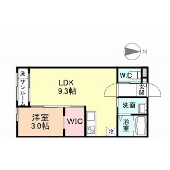MAHALO(1LDK/1階)の間取り写真