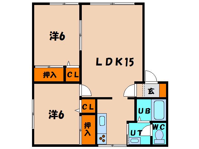 れいか美原(2LDK/1階)の間取り写真
