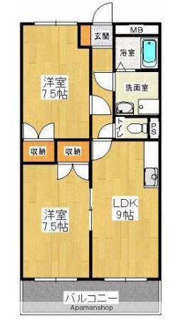 ハイネスコーポ(2DK/1階)の間取り写真