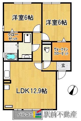 JINハウス(2LDK/1階)の間取り写真
