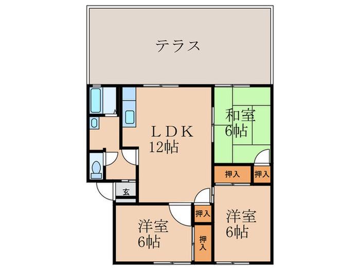 ベフピア B棟(3LDK/1階)の間取り写真