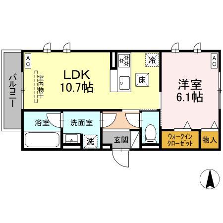 セレスティア穂積(1LDK/1階)の間取り写真