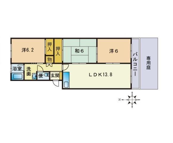 サンハイツやひろ(3LDK/1階)の間取り写真