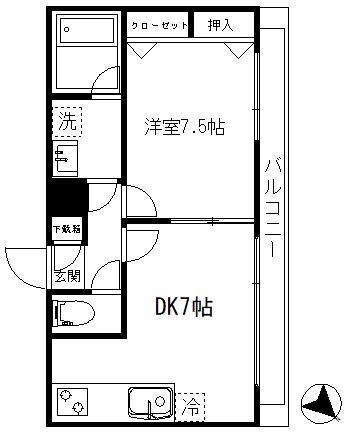 青林堂ハウス(1DK/3階)の間取り写真