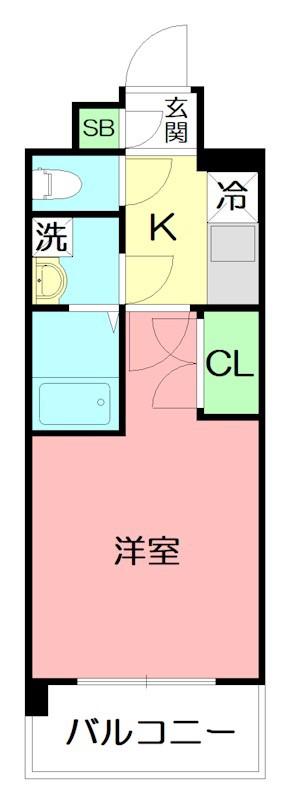 フェリックス本厚木(1K/8階)の間取り写真