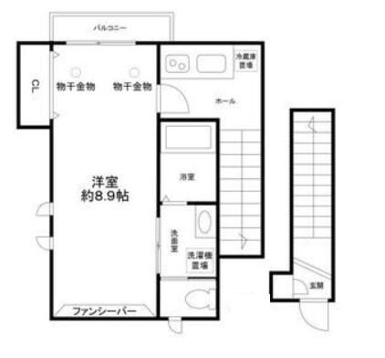 エスポア戸越(1K/2階)の間取り写真